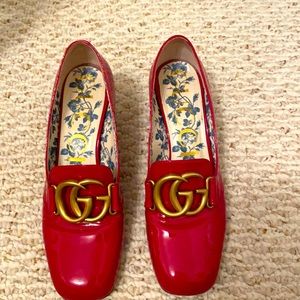 Gucci Marmont Patton leather red shoes.